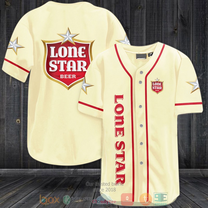 NEW Lone Star Beer light cream color Baseball shirt 2