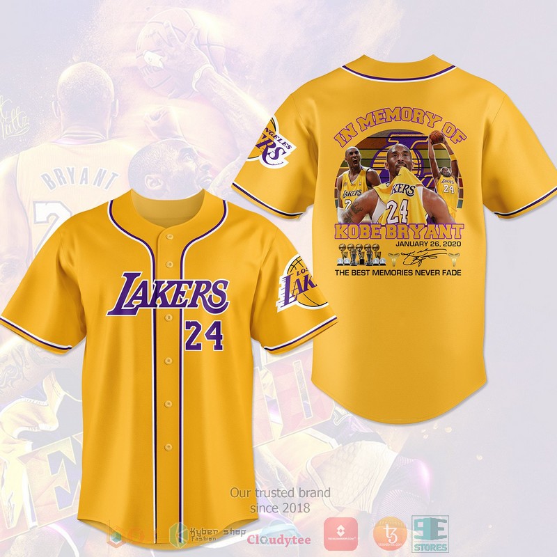 NEW Los Angeles Lakers In Memory of Kobe Bryant 24 Baseball shirt 3