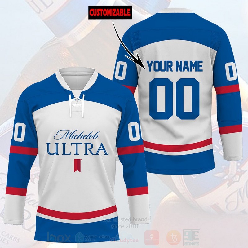 TOP Michelob ULTRA Personalized Hockey Jersey T-Shirt 3