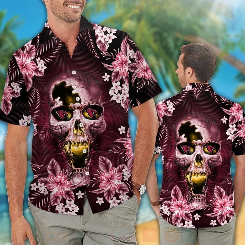 TOP NFL Arizona Cardinals Skull Tropical Shirt, Short 13
