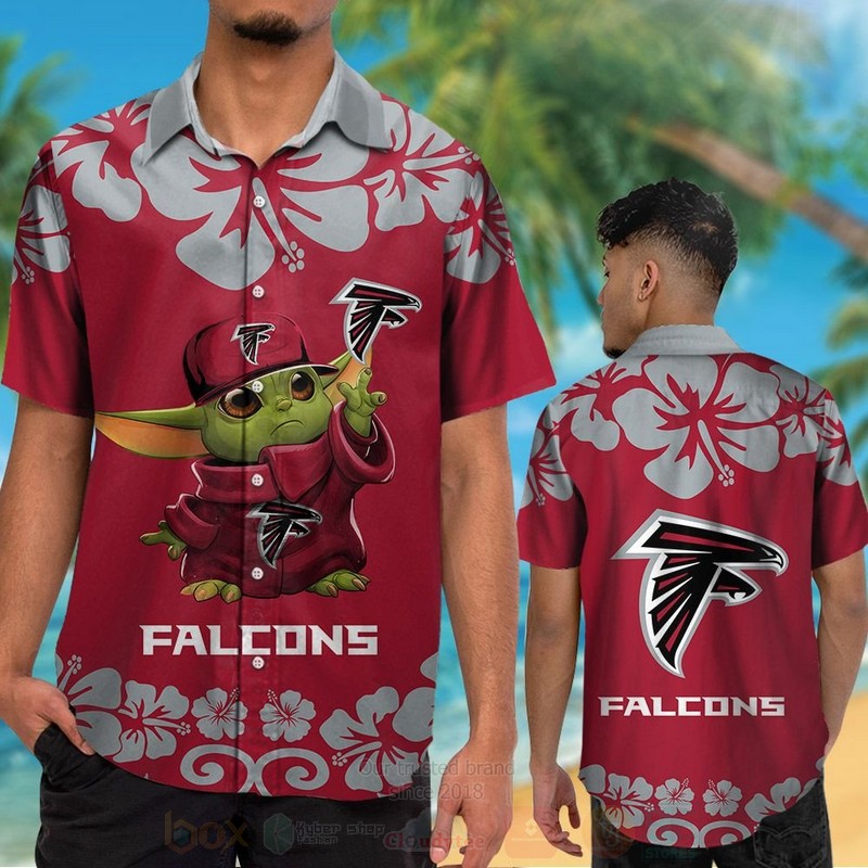 TOP NFL Atlanta Falcons Baby Yoda Red Tropical Shirt, Short 12
