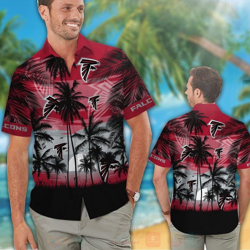 TOP NFL Atlanta Falcons Grey-Black Tropical Shirt, Short 12