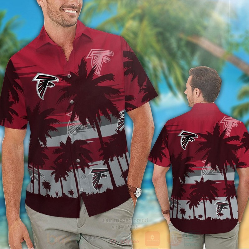 TOP NFL Atlanta Falcons Grey-Red Tropical Shirt, Short 12