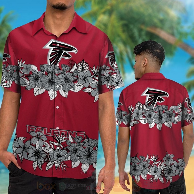 TOP NFL Atlanta Falcons Grey Hibiscus Flower Tropical Shirt, Short 12