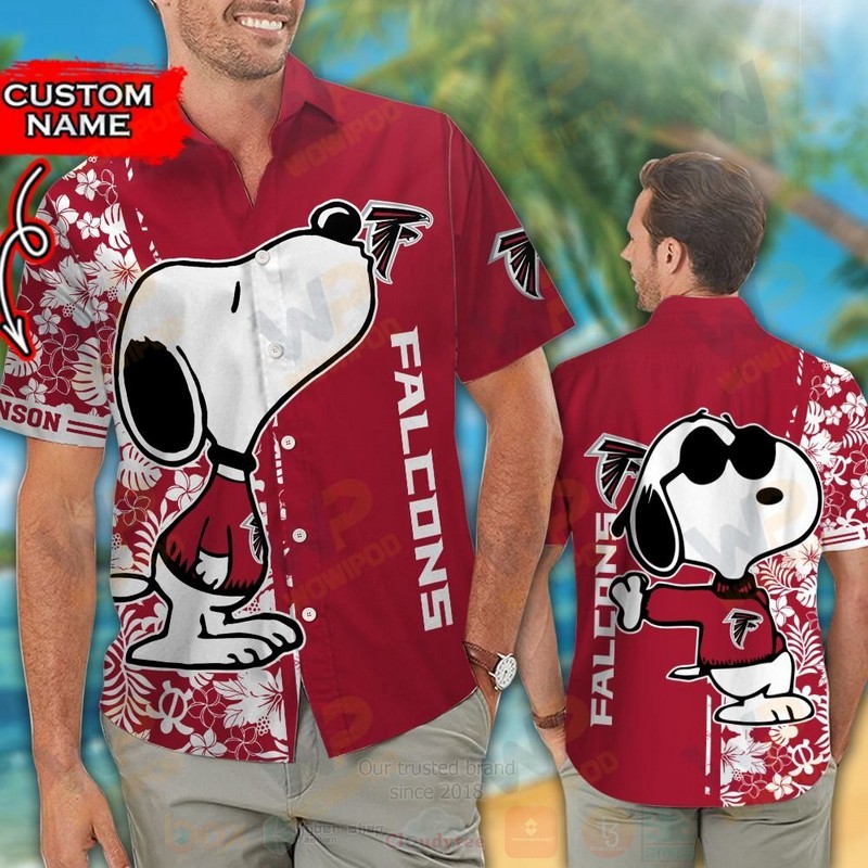 TOP NFL Atlanta Falcons and Snoopy Custom Name Tropical Shirt, Short 12