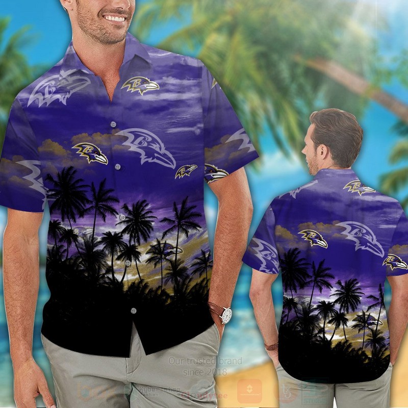 TOP NFL Baltimore Ravens Blue Skye Tropical Shirt, Short 12