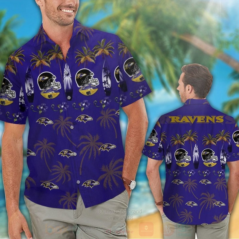 TOP NFL Baltimore Ravens Rugby Cap Tropical Shirt, Short 13