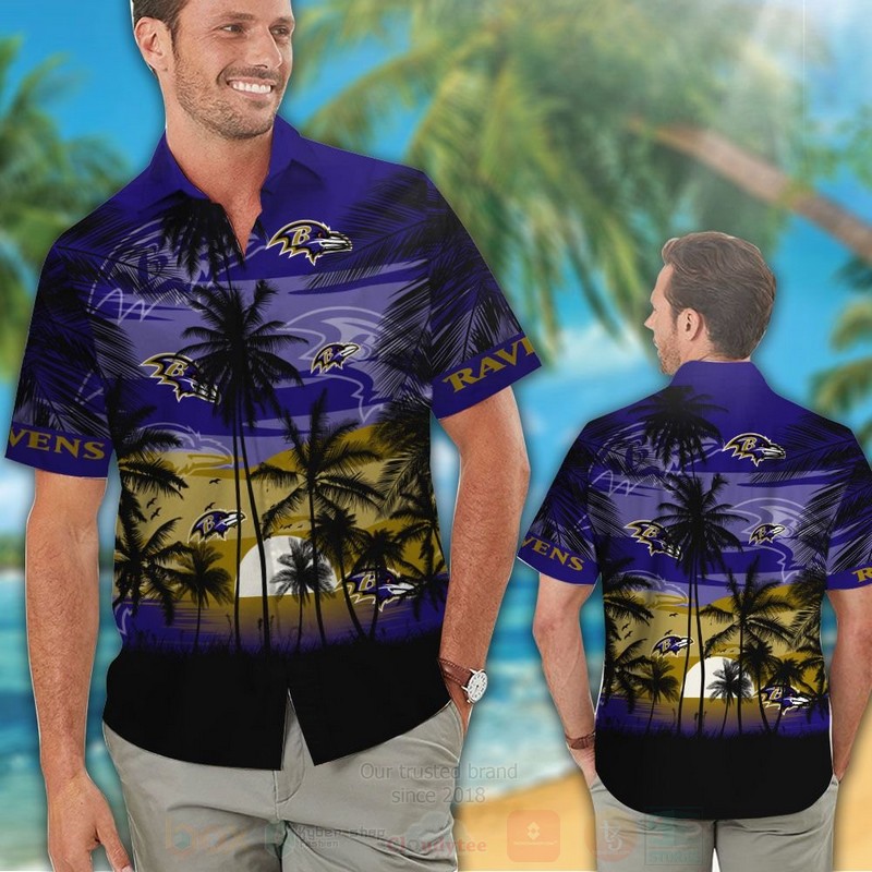 TOP NFL Baltimore Ravens Sun Tropical Shirt, Short 11
