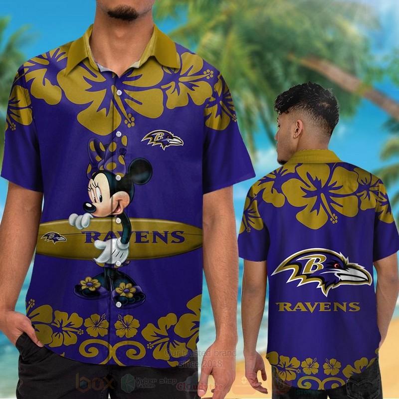 TOP NFL Baltimore Ravens and Minnie Mouse Tropical Shirt, Short 13