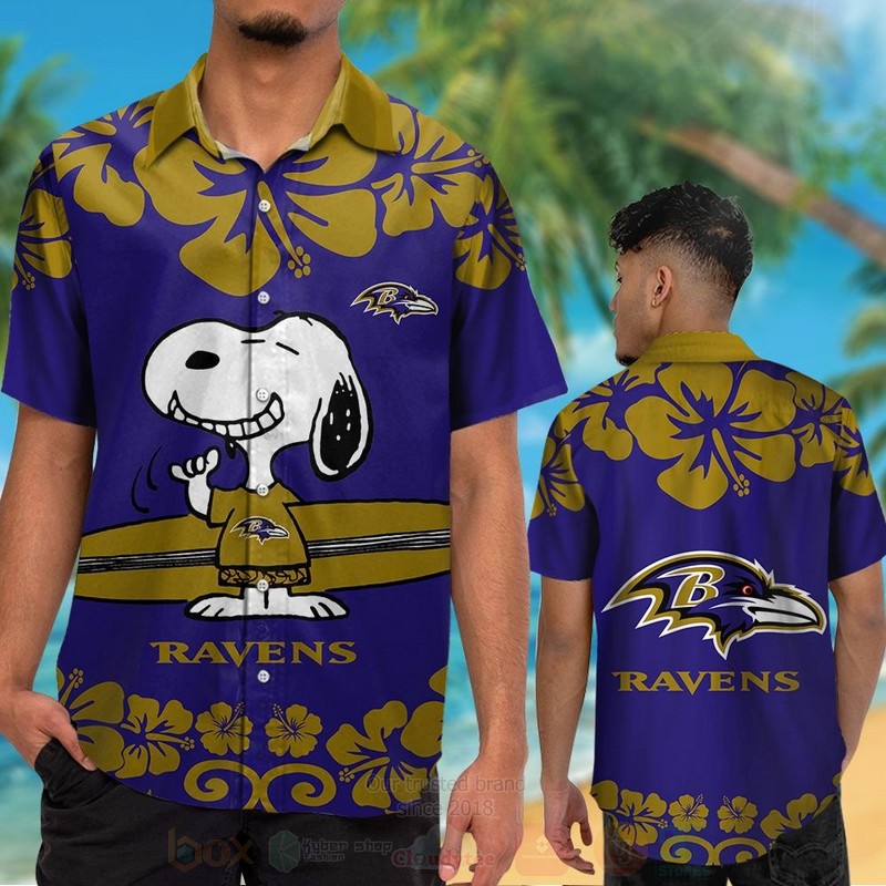 TOP NFL Baltimore Ravens and Snoopy Tropical Shirt, Short 12