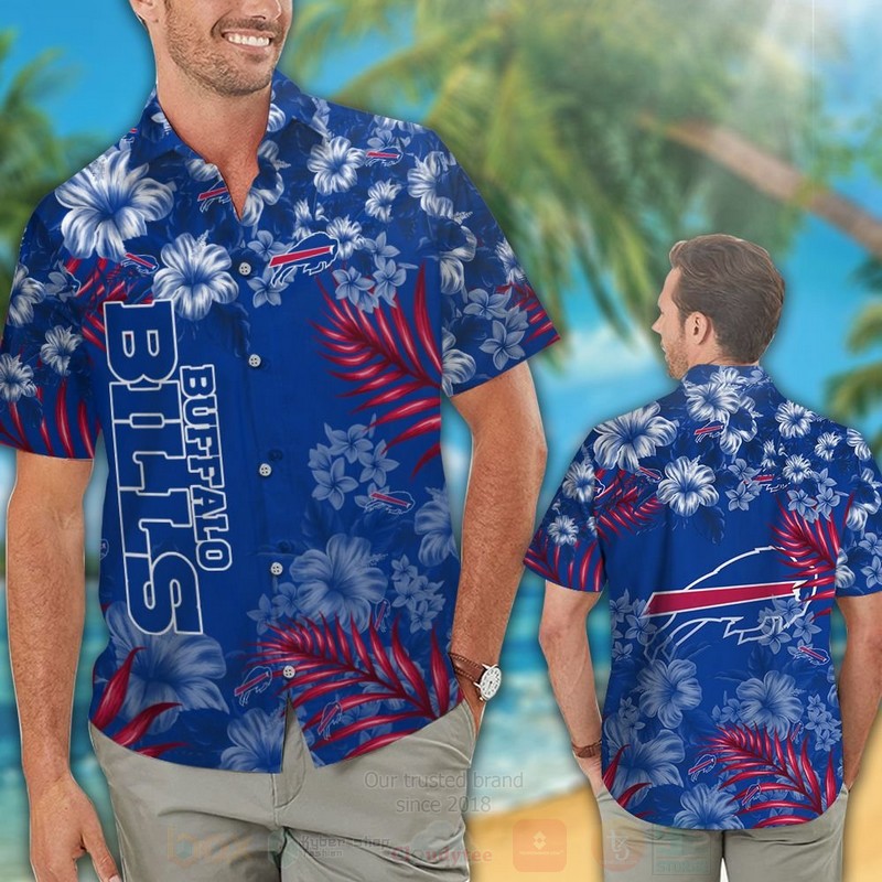 TOP NFL Buffalo Bills Blue Hibiscus Flowers Tropical Shirt, Short 12