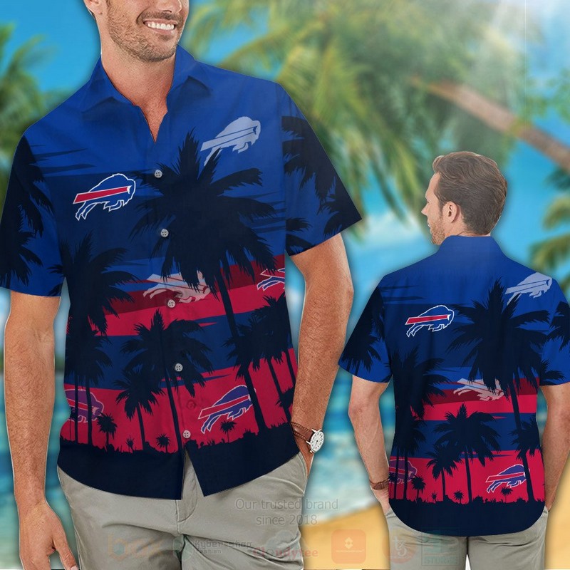 TOP NFL Buffalo Bills Red-Blue Coconut Tree Tropical Shirt, Short 12