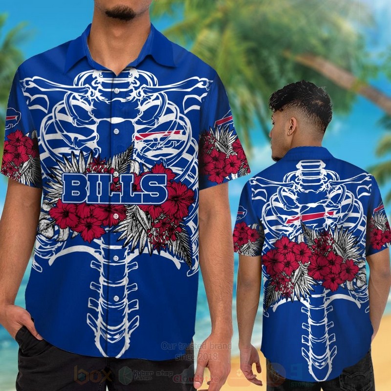 TOP NFL Buffalo Bills Skeleton Tropical Shirt, Short 12