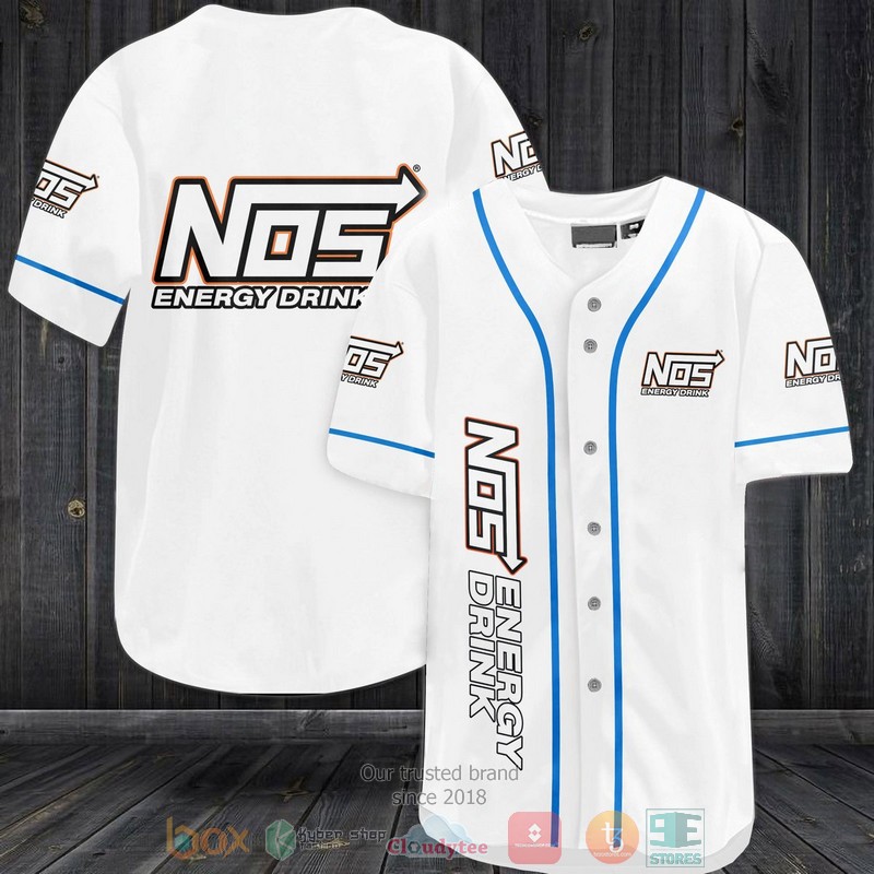 NEW NOS Energy Drinks white Baseball shirt 2