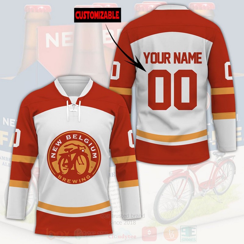 TOP New Belgium Brewing Company Personalized Hockey Jersey T-Shirt 3