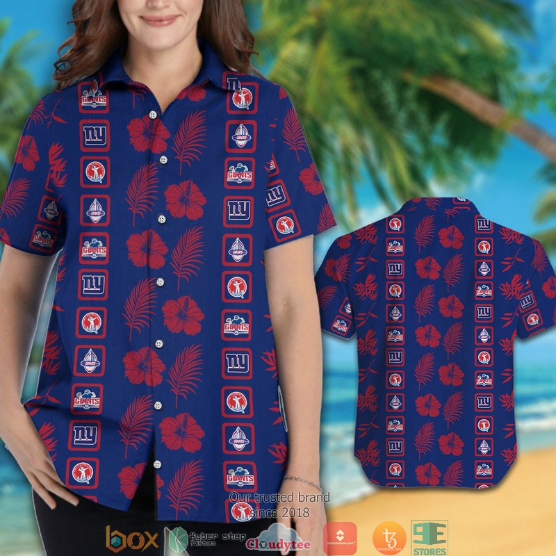 BEST NFL NEW York Giants Hibiscus leaf square pattern Hawaii Set 3 BEST NFL NEW York Giants Hibiscus leaf square pattern Hawaii Set - Image 3
