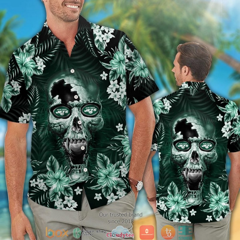 Alternative view of BEST NFL NEW York Jets 3d illusion Skull Hawaii Set