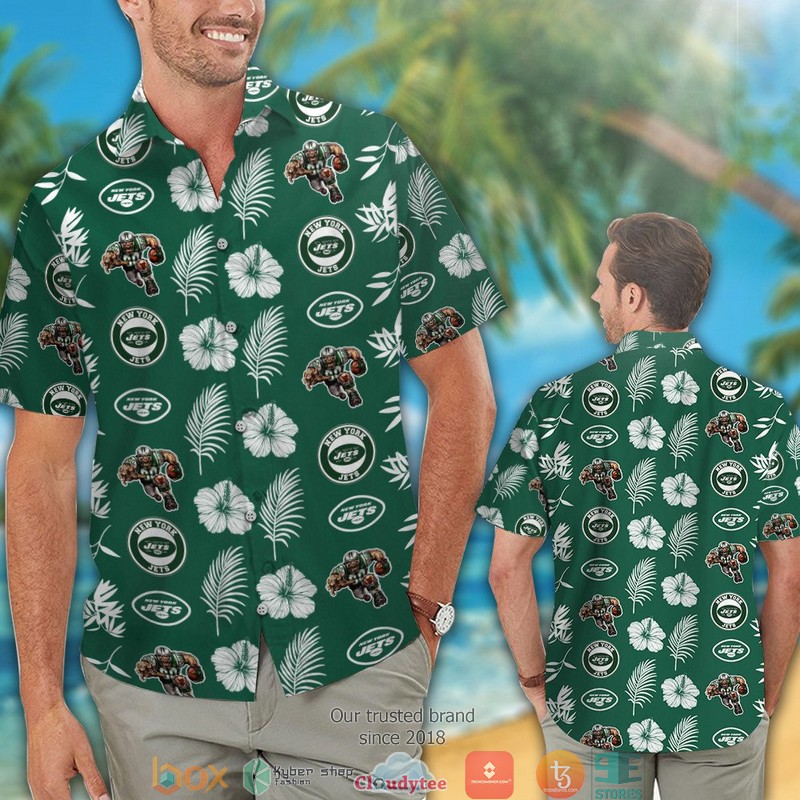 Alternative view of BEST NFL NEW York Jets Hibiscus Leaf pattern Hawaii Set