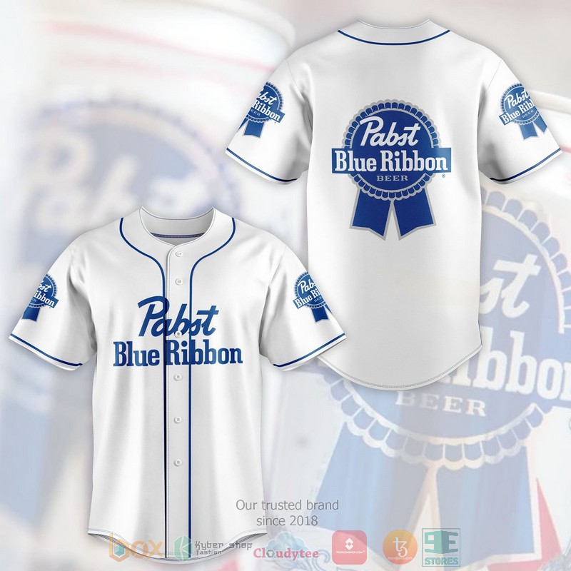 NEW Pabst Blue Ribbon Beer white Baseball shirt 3