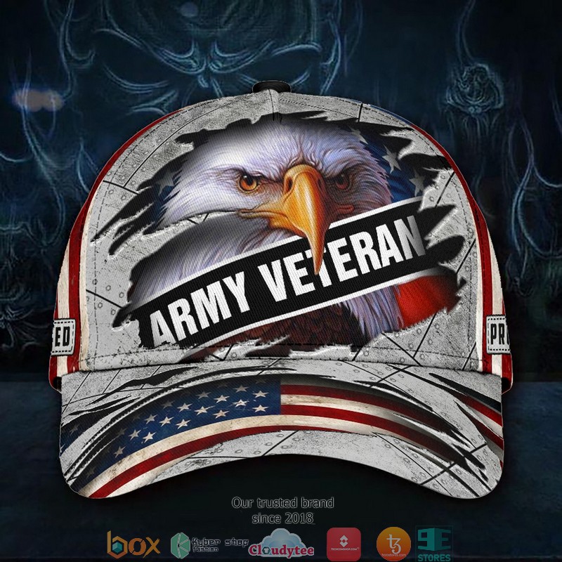 NEW Army Veteran Eagle American flag Custom cap 3