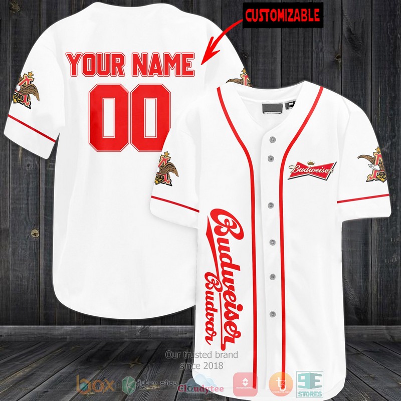 NEW Personalized Budweiser Budvar custom white Baseball shirt 2