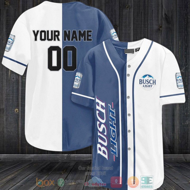 NEW Personalized Busch Light custom white blue Baseball shirt 2