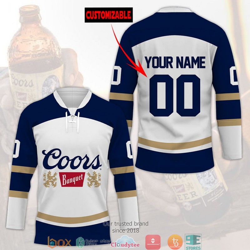 Coors Banquet white Custom Hockey Jersey 4