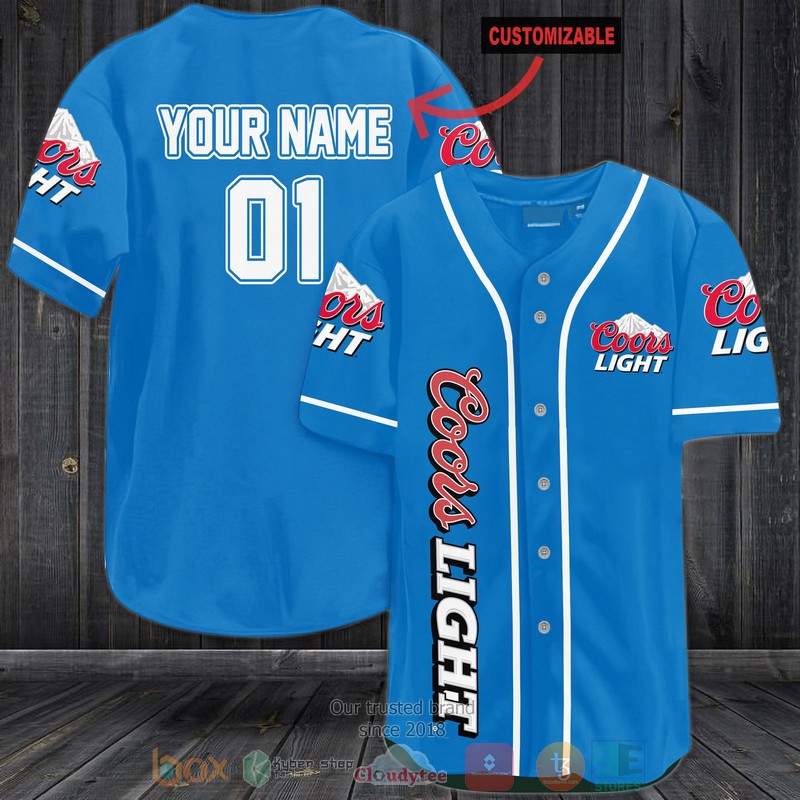 NEW Personalized Coors Light Ribbon custom blue Baseball shirt 3