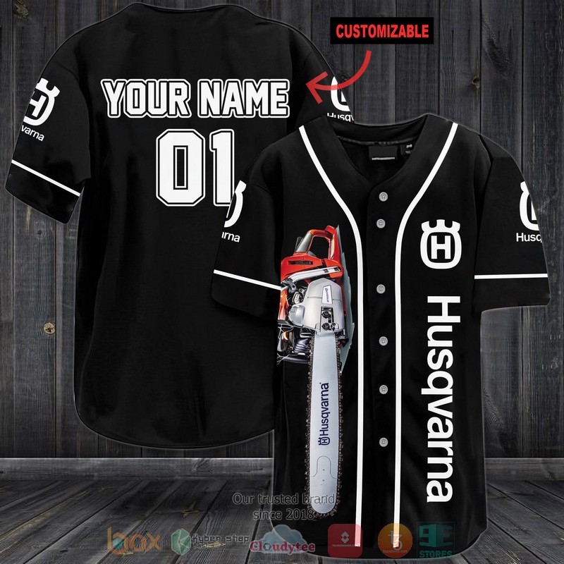 NEW Personalized Husqvarna Chainsaws custom black Baseball shirt 3