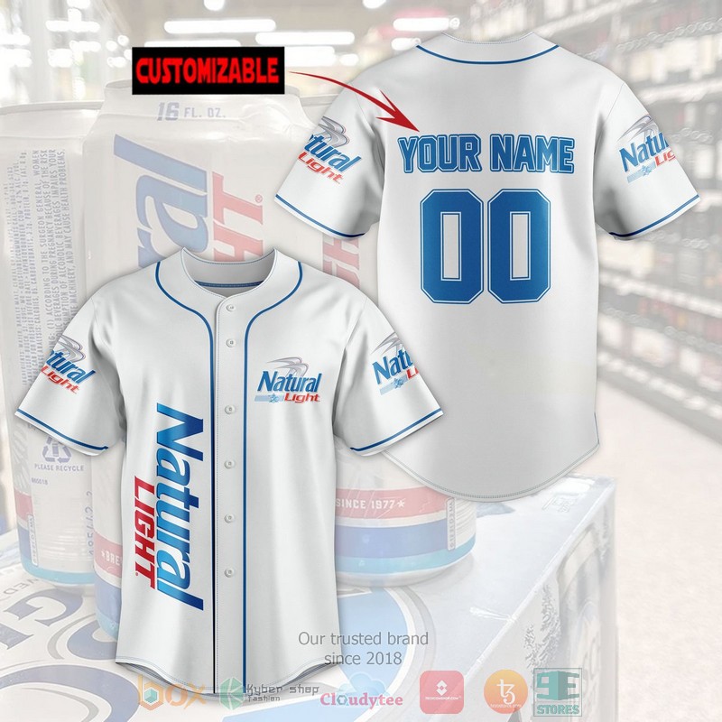 NEW Personalized Natural Light custom white Baseball shirt 3
