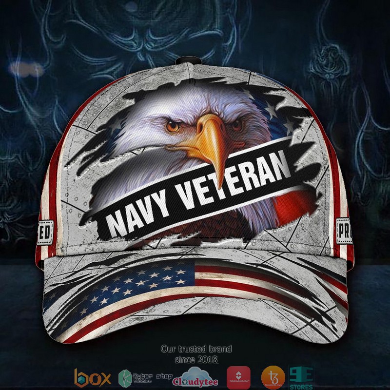 NEW Navy Veteran Eagle American flag Custom cap 3