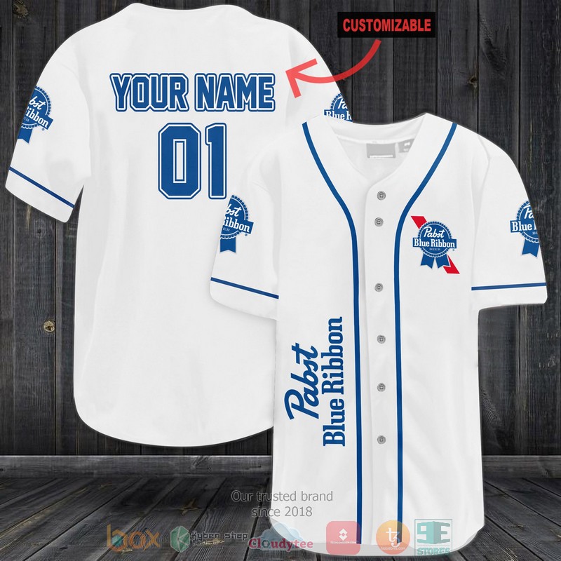NEW Personalized Pabst Blue Ribbon custom white Baseball shirt 3