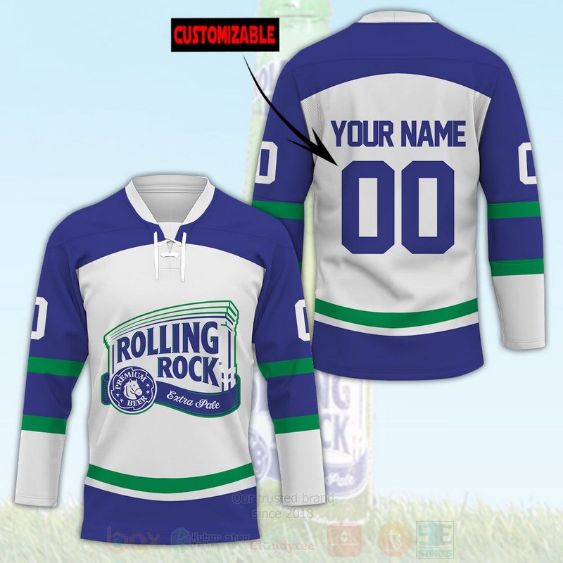 TOP Rolling Rock Personalized Hockey Jersey T-Shirt 2