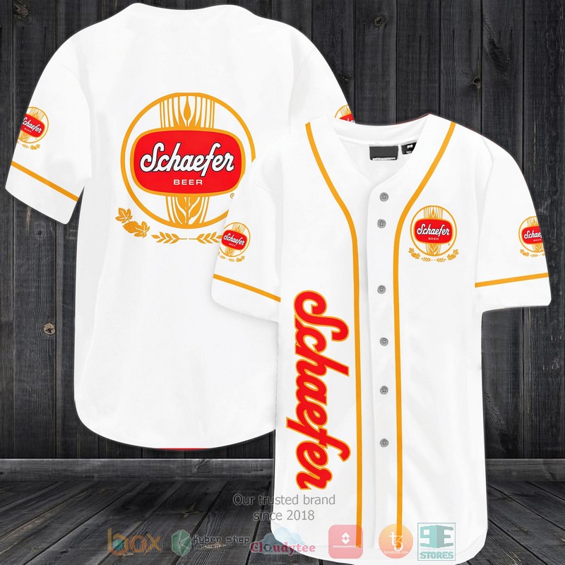 NEW Schaefer Beer white Baseball shirt 3