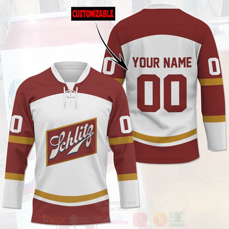 TOP Schlitz Beer Personalized Hockey Jersey T-Shirt 6