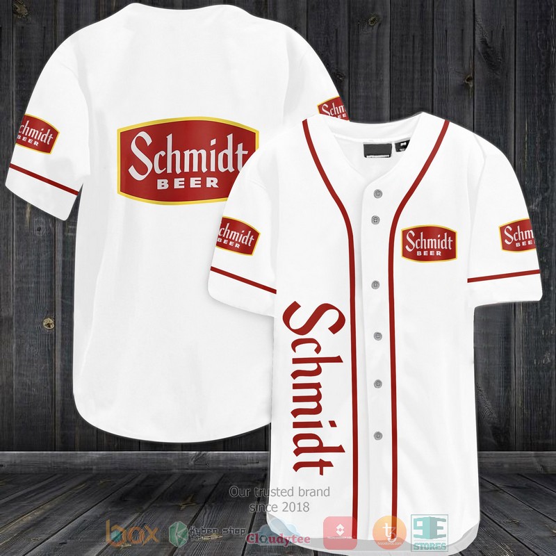 NEW Schmidt Beer white Baseball shirt 3