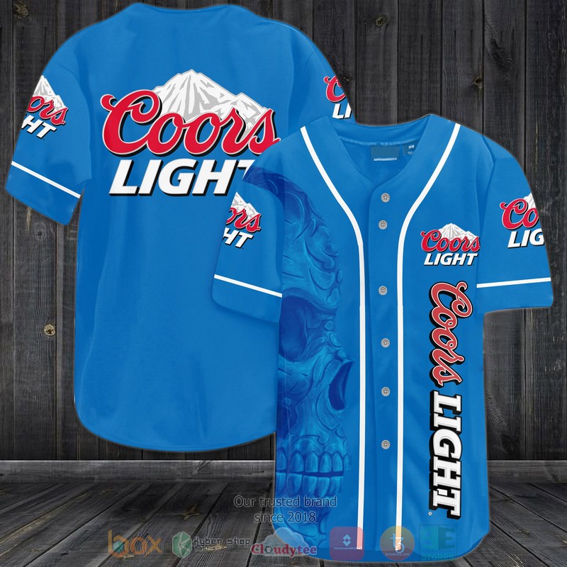 NEW Skull Coors Light blue Baseball shirt 3