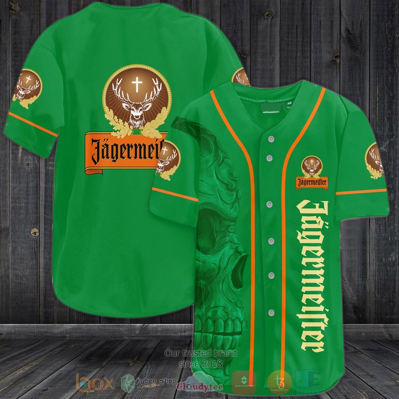 NEW Skull Jagermeister green Baseball shirt 3