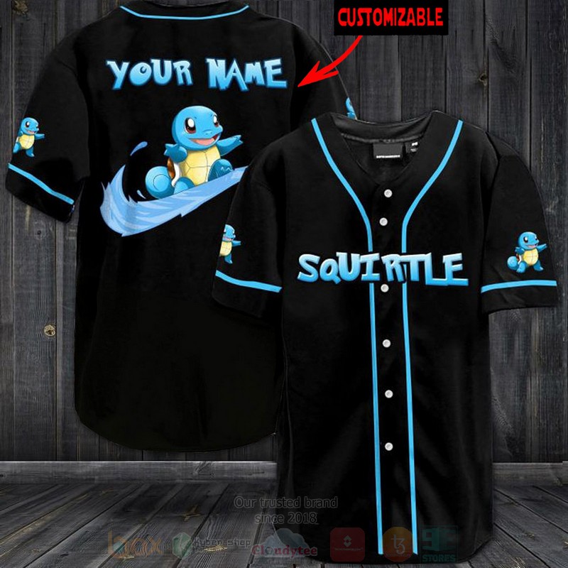 TOP Squirtle Pokemon Custom Name Baseball-Shirt 2