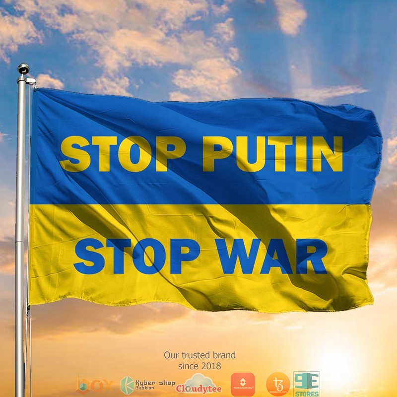 HOT Stop Putin Stop War Ukrainian support flag 10