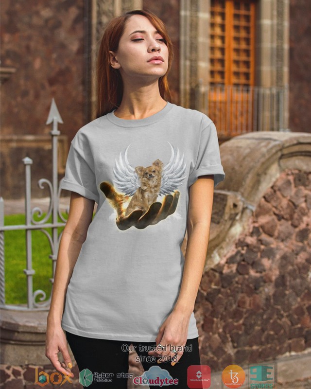 NEW Tan Long Haired Chihuahua Golden Hand Heaven Wings 2d shirt, hoodie 25