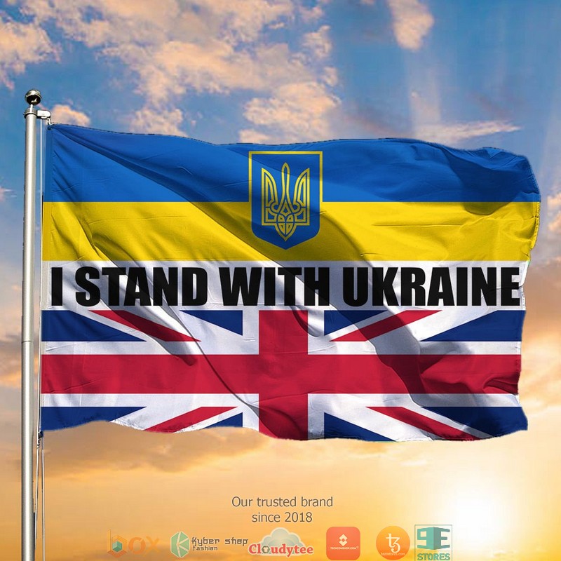 HOT United Kingdom I Stand With Ukraine support flag 10