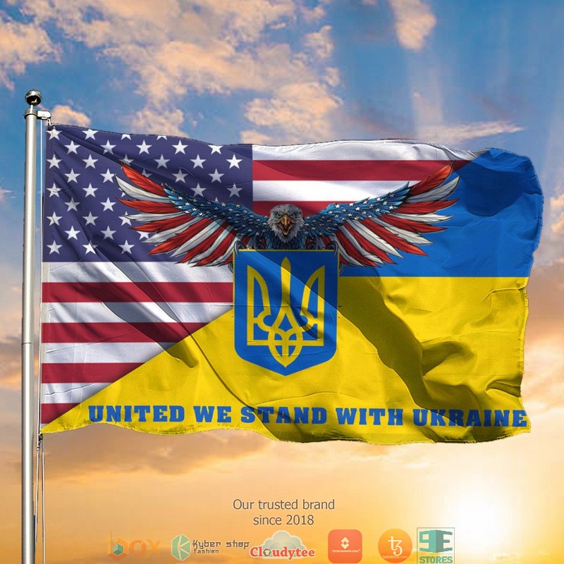 HOT United We Stand With Ukraine Eagle support flag 8