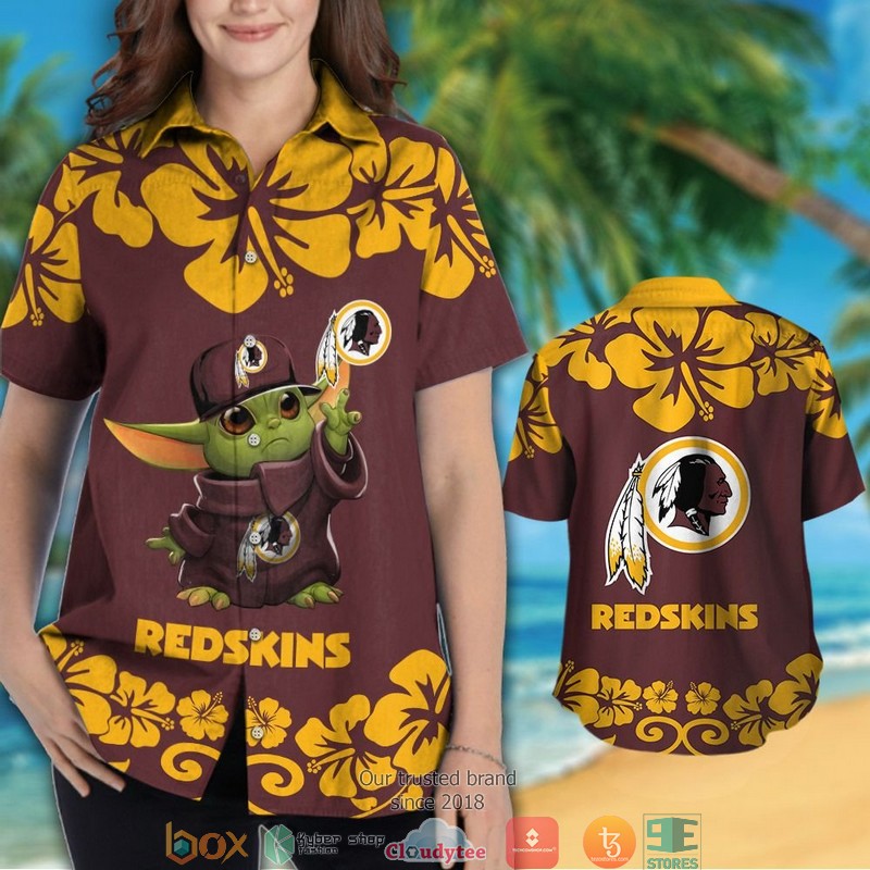 BEST NFL Washington Redskins Yellow Hibiscus Baby Yoda Hawaii Set 3