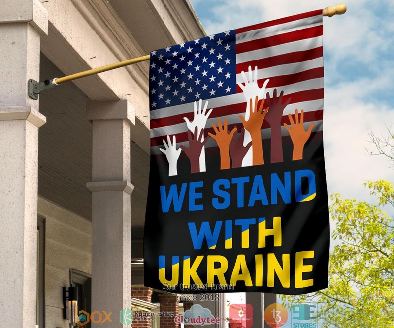 HOT We Stand With Ukraine American support flag 3