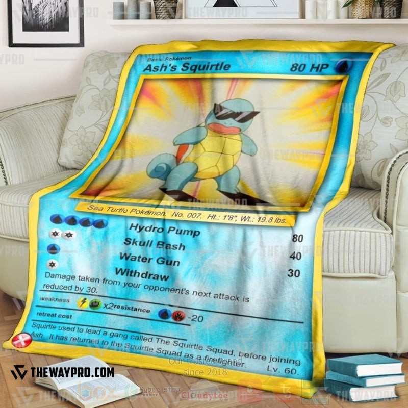 TOP Pokemon Anime Ash's Squirtle Soft Blanket 7