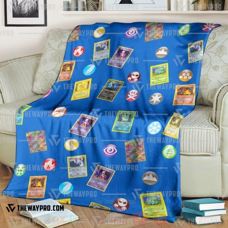 TOP Pokemon Anime Cards And Elements Soft Blanket 6