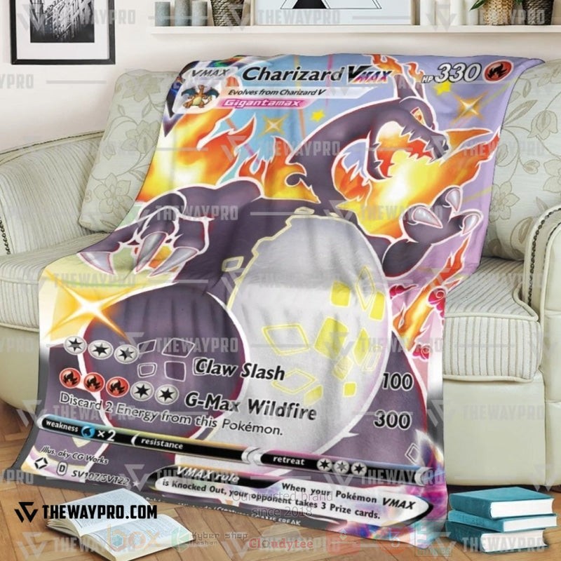 TOP Pokemon Anime Charizard VMAX Shining Fates Soft Blanket 7
