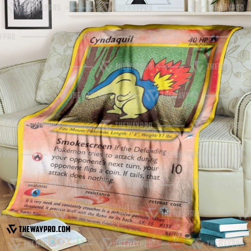 TOP Pokemon Anime Cyndaquil 1st Edition Smokescreen Soft Blanket 6