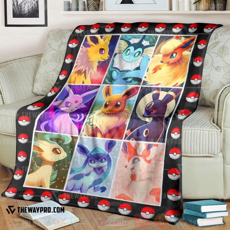 TOP Pokemon Anime Eevee Evolution Soft Blanket 7